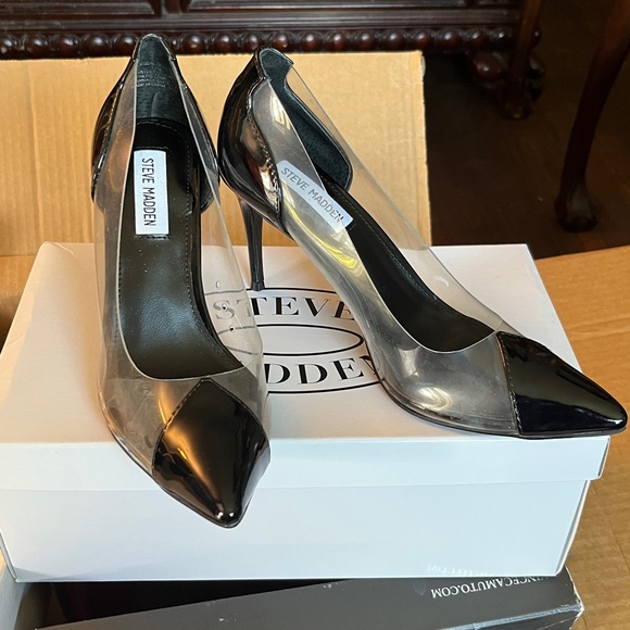 Steve Madden Black and Clear Heels - Picture 1 of 3